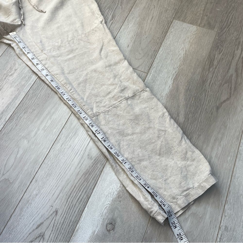 Linen Pullon Pants straight leg womens Beige (small) minimalist natural classic - Picture 3 of 6